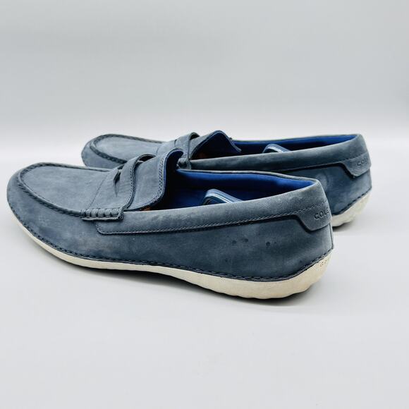 Cole Haan Shoes Mens 12 Blue Suede Loafers Grand OS Motogrand Casual Slip On - Picture 6 of 12